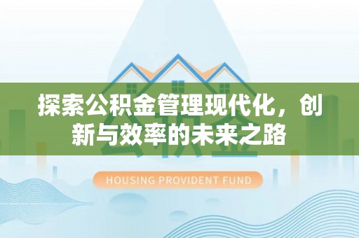 定安探索公积金管理现代化，创新与效率的未来之路